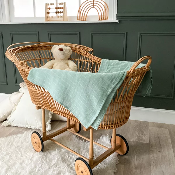 maxi-lange bébé uni vert sauge en coton bio oekotex 100x100 cm