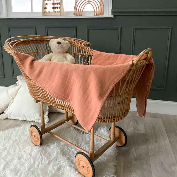 maxi-lange bébé uni terracotta en coton bio oekotex 120x120 cm