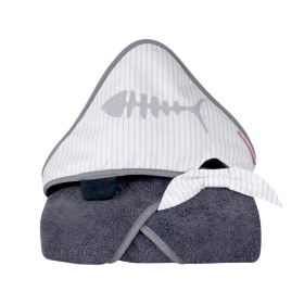 Cape de bain bébé mixte fille garçon Pirate gris foncé en coton bio oekotex
