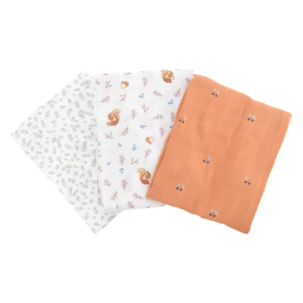 Lot de 3 langes bébé coton bio* Automne