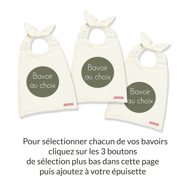 SET 3 Bavoirs BAVETTE enfant COCCOLE cm. Bâillon 29x35 avec