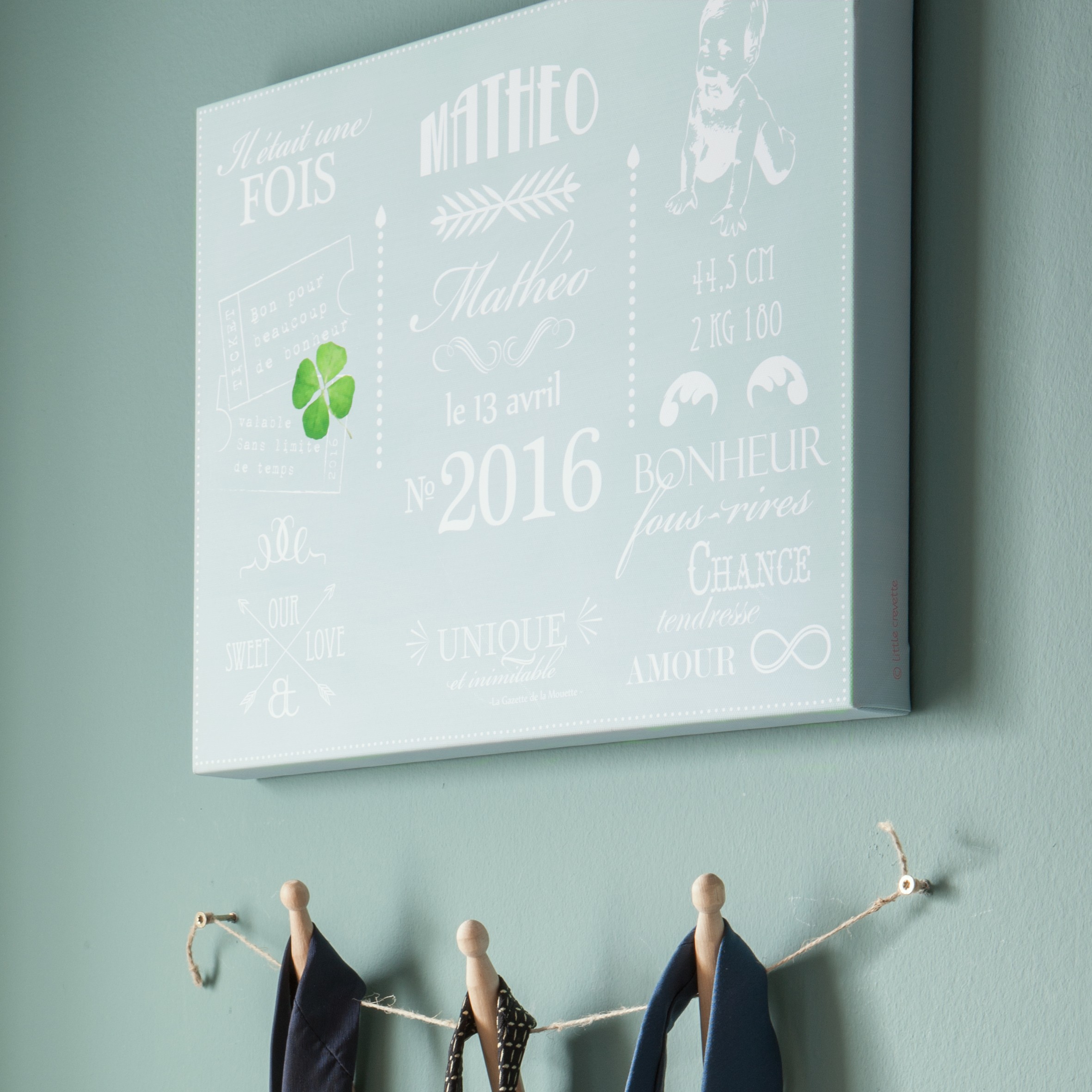 Tableau Deco Personnalise Faire Part Bleu Little Crevette