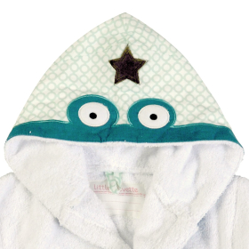 Peignoir à capuche enfant mixte fille garçon crocodile blanc et vert en coton bio oekotex