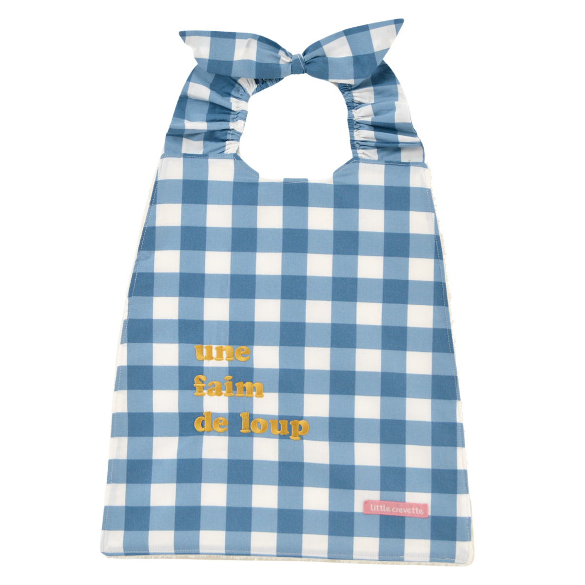 Little Crevette - Bavoir élastiqué vichy bleu marine Une faim de Loup
