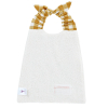 Serviette bavoir élastiqué vichy ocre mixte fille garçon brodé 100% fait maison en coton doublé éponge oekotex