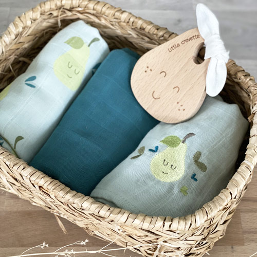 lot de 3 langes poires