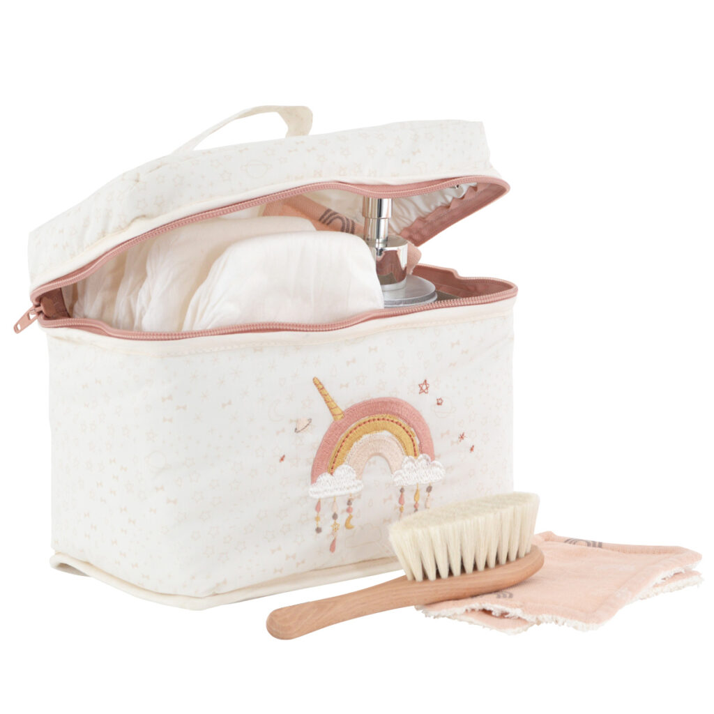 trousse de toilette bebe arc-en-ciel interieur impermeable