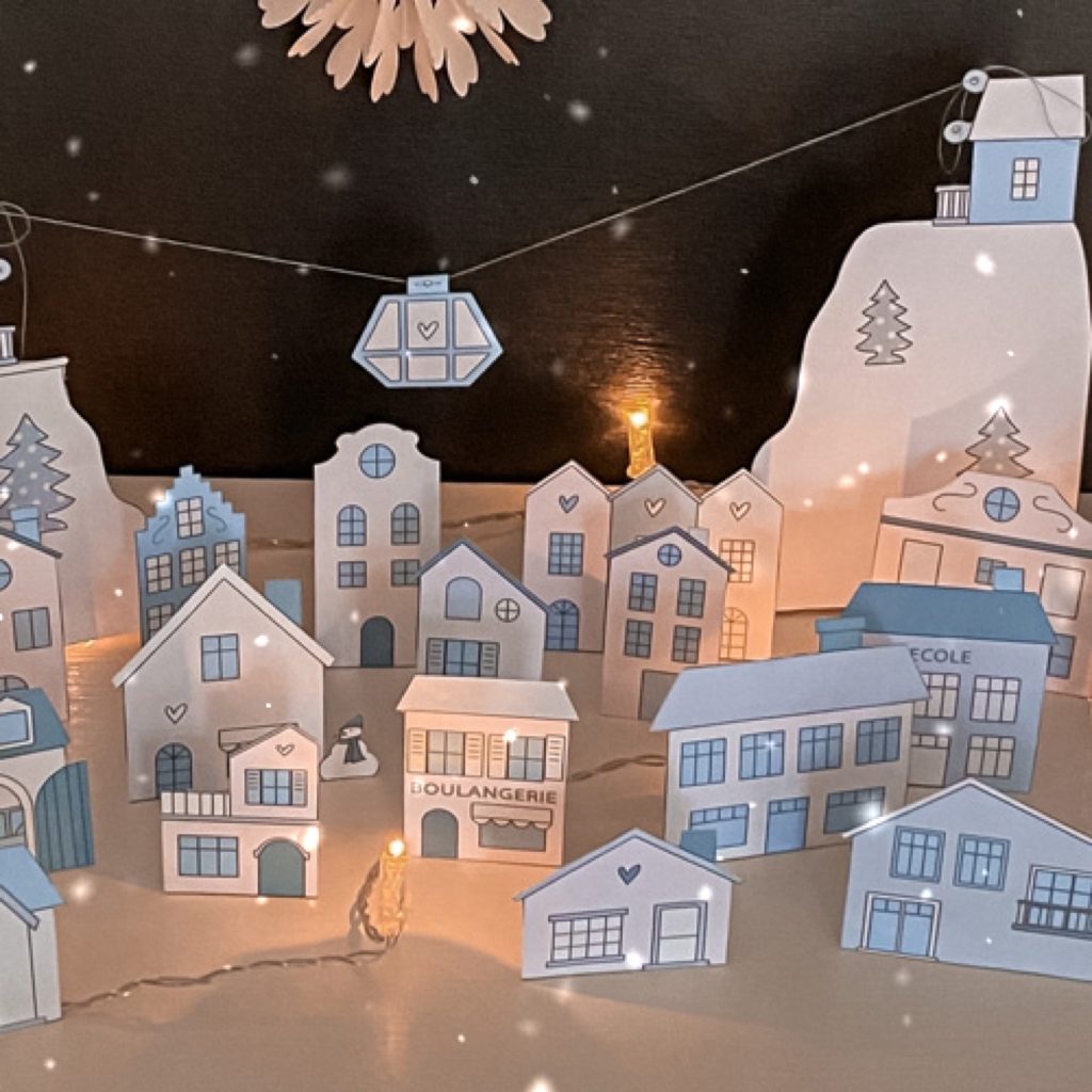 village de noel à imprimer pour calendrier de l'avent
