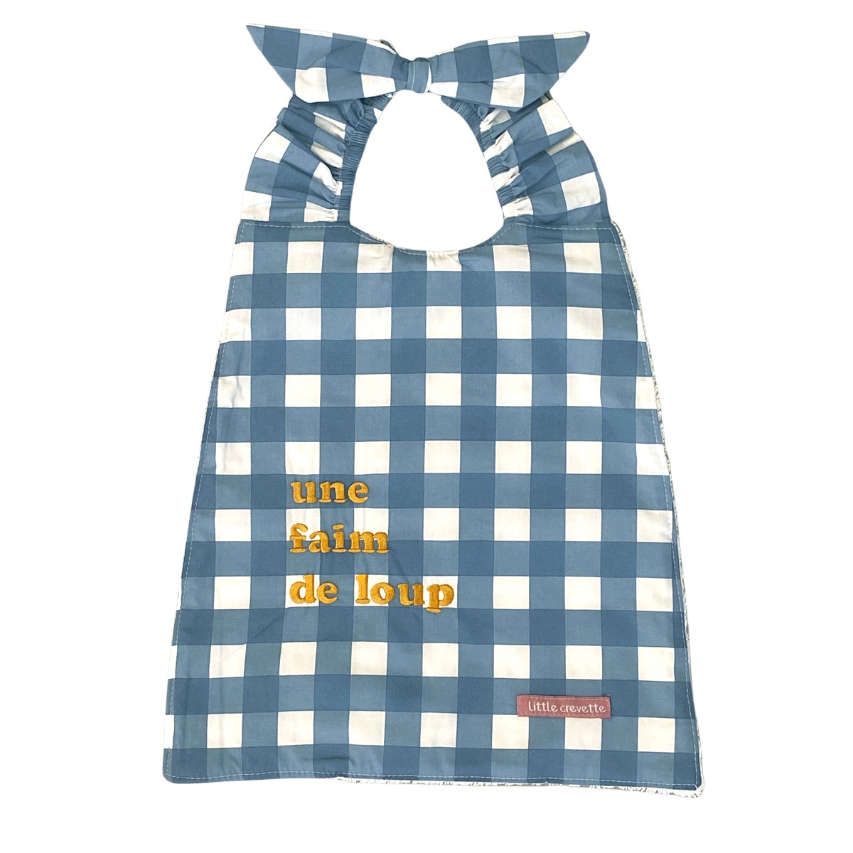 bavoir élastique vichy bleu